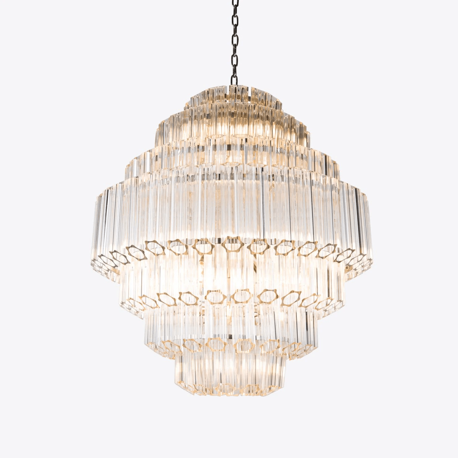 Aurora Chandelier Clear Glass Tube Layered Grande Vintage - Blowlighting