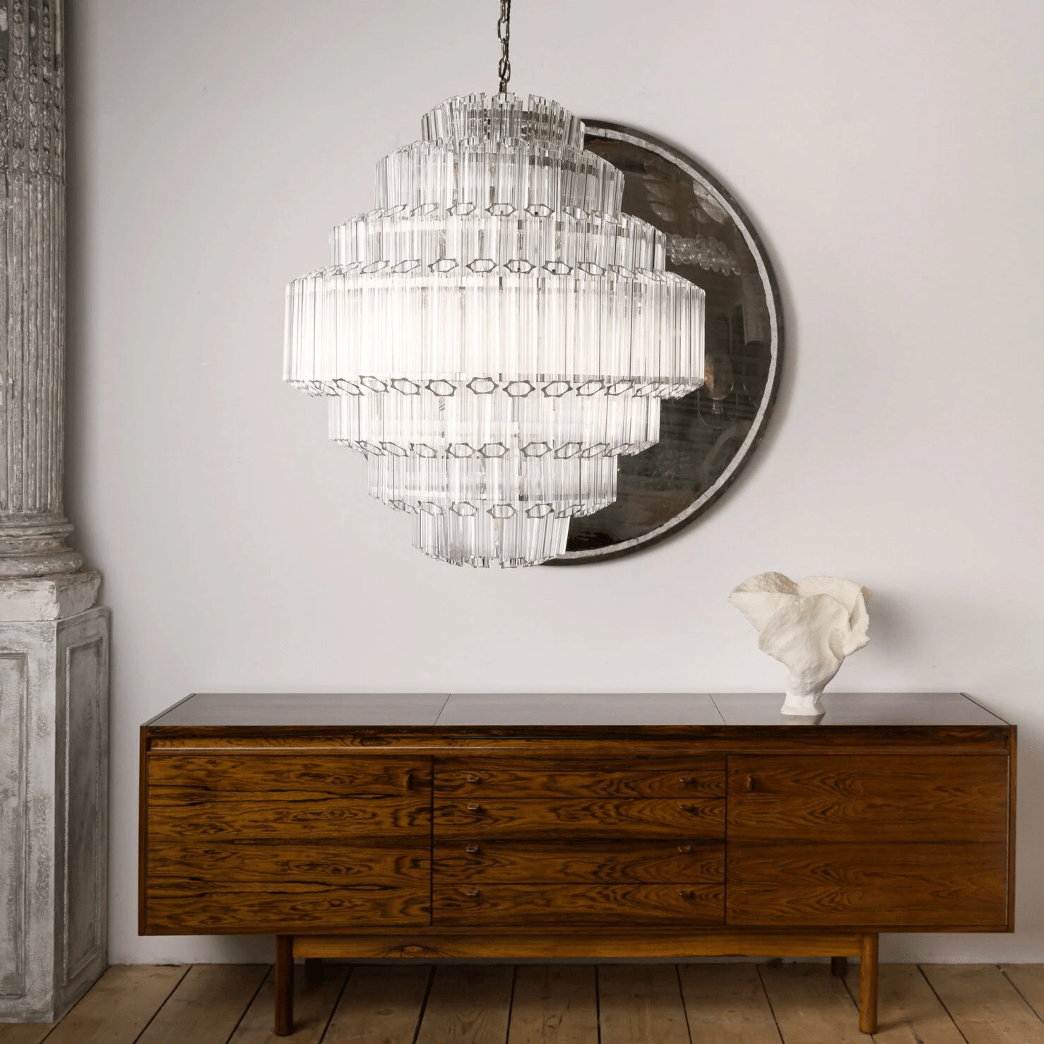 Aurora Chandelier Clear Glass Tube Layered Grande Vintage - Blowlighting