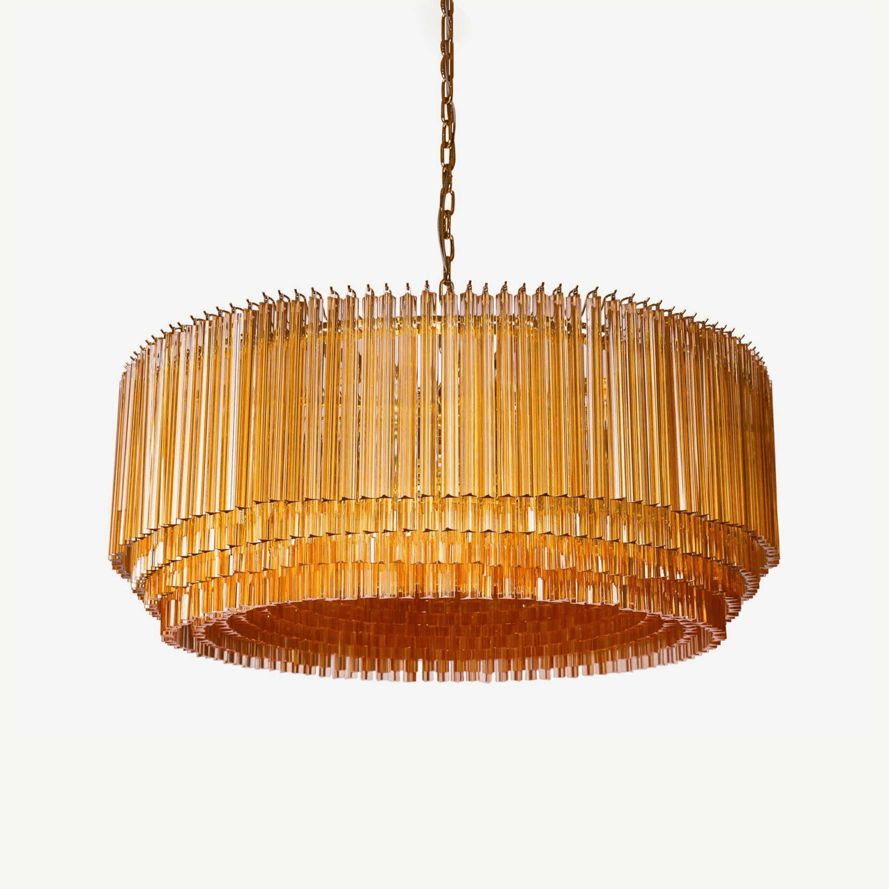 Aurora Chandelier Amber Drum Glass - Blowlighting