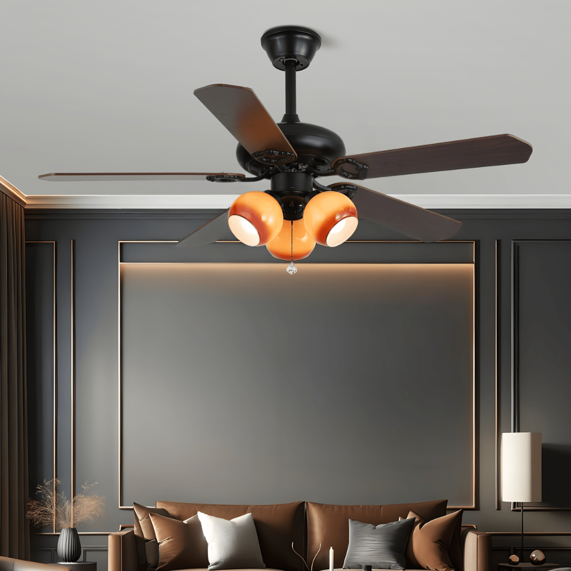 Calviera Vintage Wood Glass Ceiling Fan Light - Blowlighting