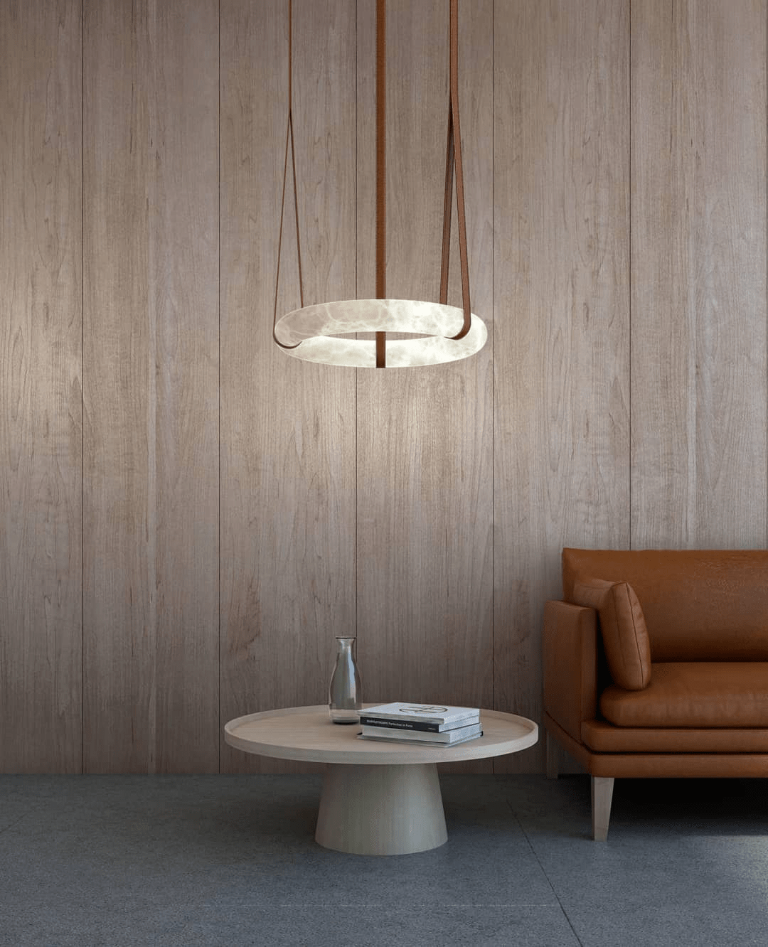 Luste Alabaster Chandeliers Ring Leather Strap Version A - Blowlighting
