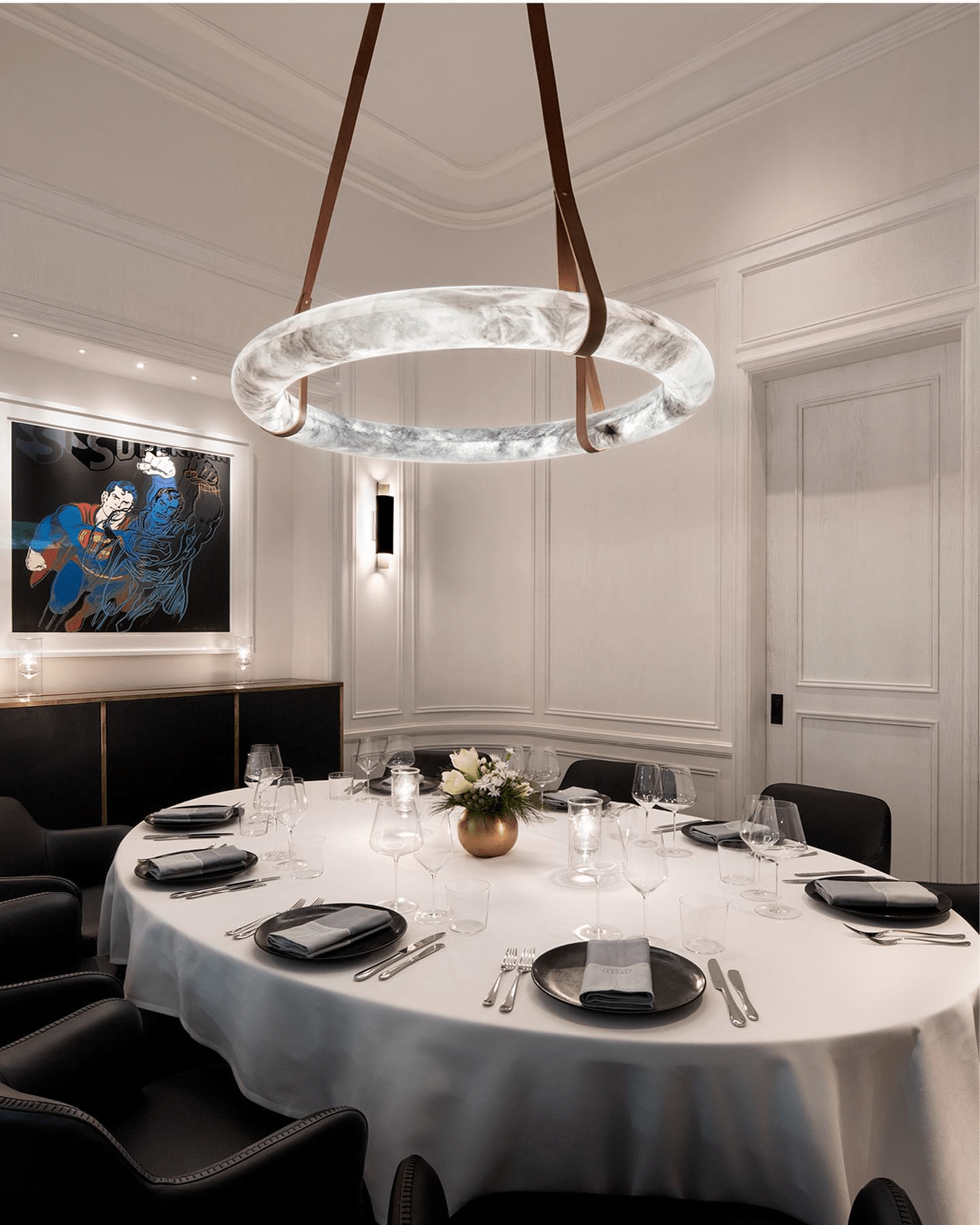 Luste Alabaster Chandeliers Ring Leather Strap Version B - Blowlighting