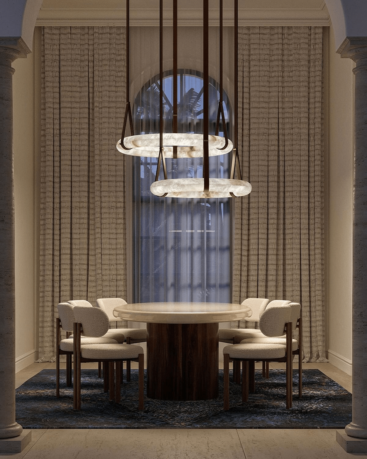 Luste Alabaster Chandeliers Ring Leather Strap Version B - Blowlighting