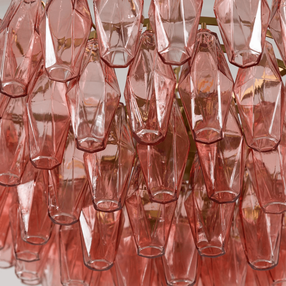 Aurora Chandelier Pink Polygon Glass Tiered Modern Artistic - Blowlighting