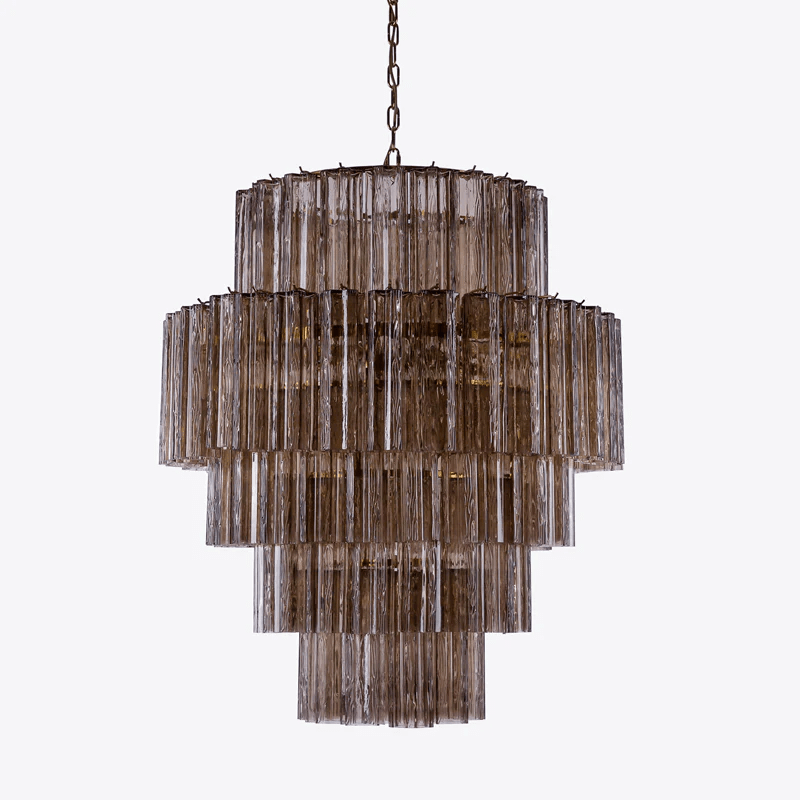 Aurora Chandelier Pink Prism Glass Layered Elegant - Blowlighting