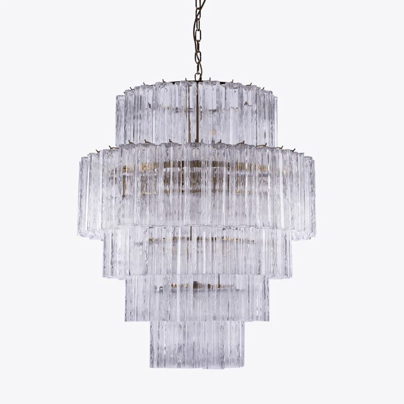 Aurora Chandelier Pink Prism Glass Layered Elegant - Blowlighting