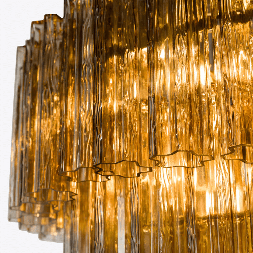 Aurora Chandelier Pink Prism Glass Layered Elegant - Blowlighting
