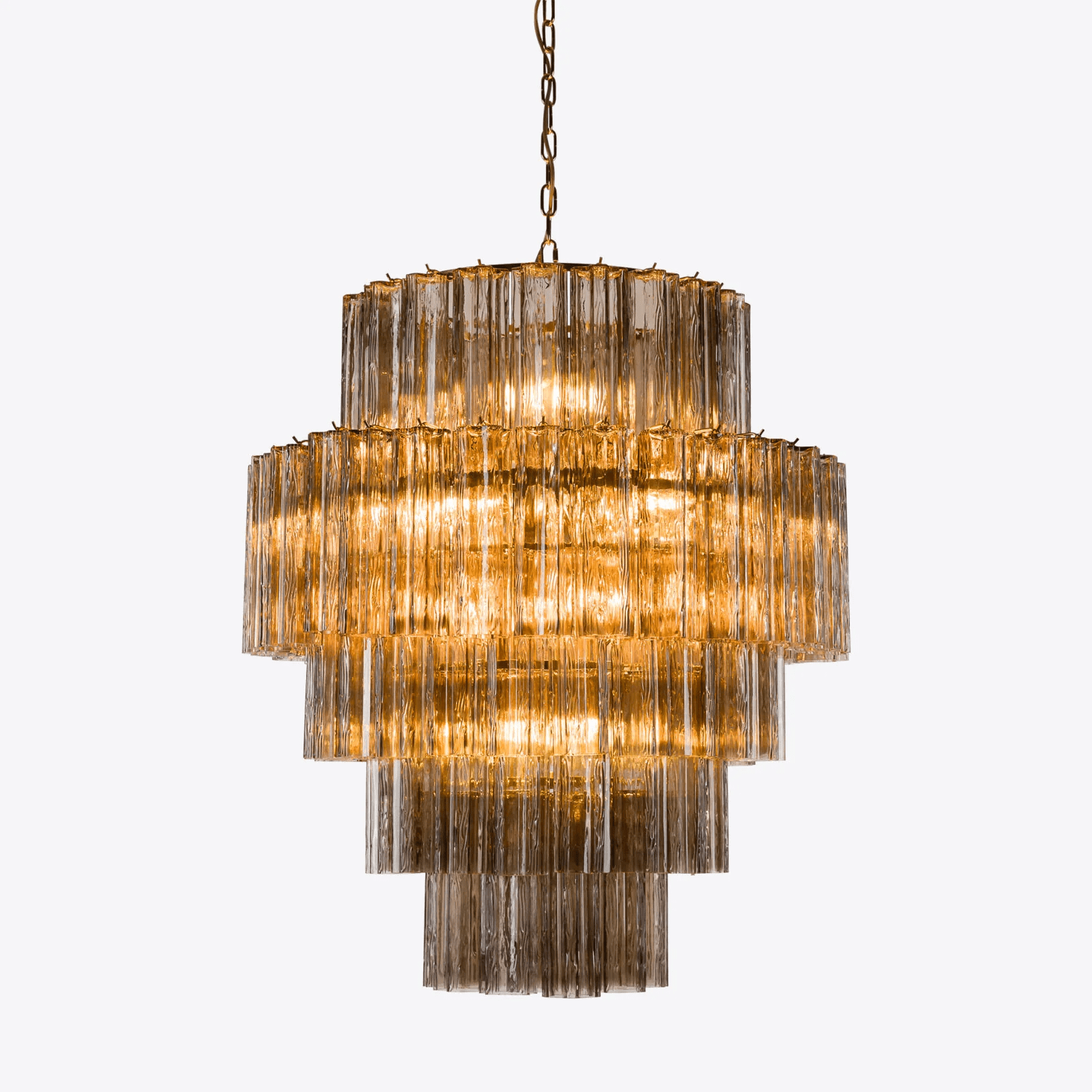 Aurora Chandelier Pink Prism Glass Layered Elegant - Blowlighting