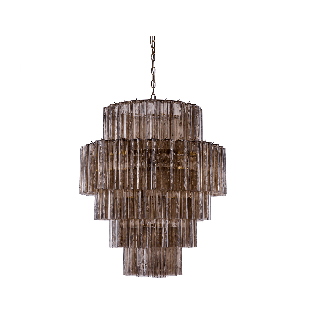 Aurora Chandelier Pink Prism Glass Layered Elegant - Blowlighting