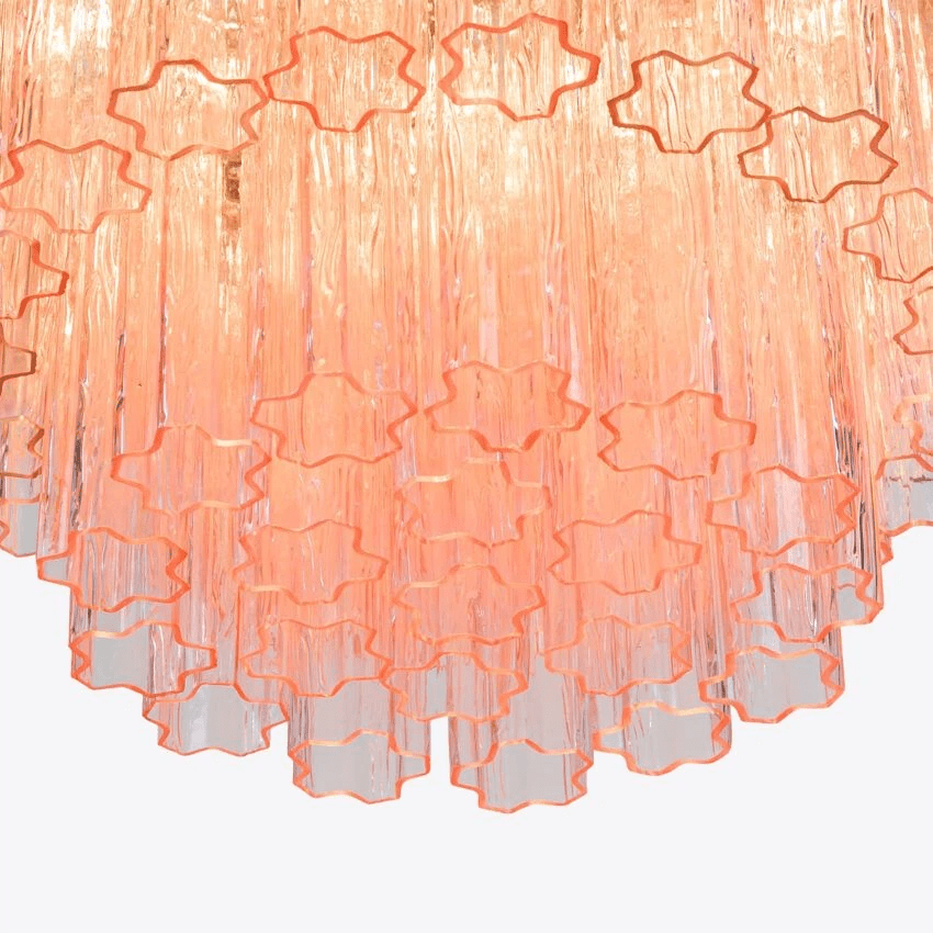 Aurora Chandelier Five Tier Fluted Glass Tube Mid Century - Blowlighting