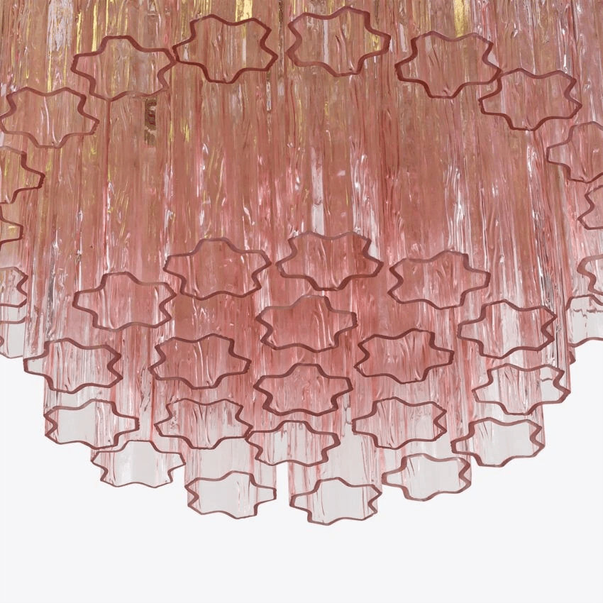 Aurora Chandelier Five Tier Fluted Glass Tube Mid Century - Blowlighting