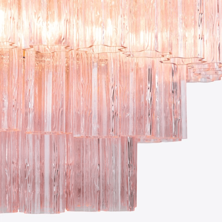 Aurora Chandelier Five Tier Fluted Glass Tube Mid Century - Blowlighting