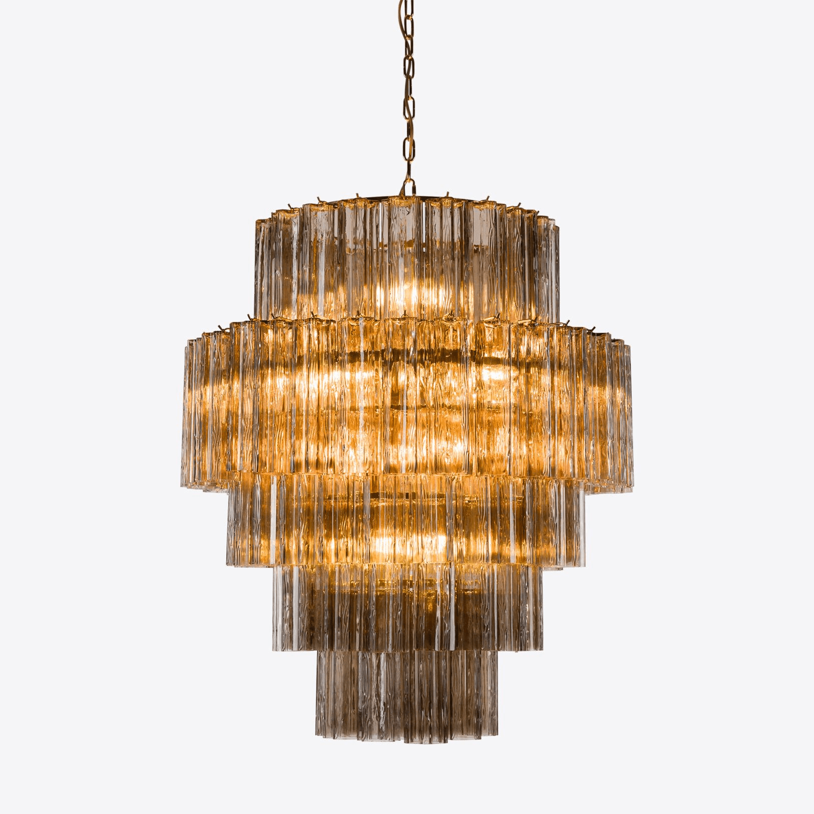 Aurora Chandelier Pink Prism Glass Layered Elegant - Blowlighting