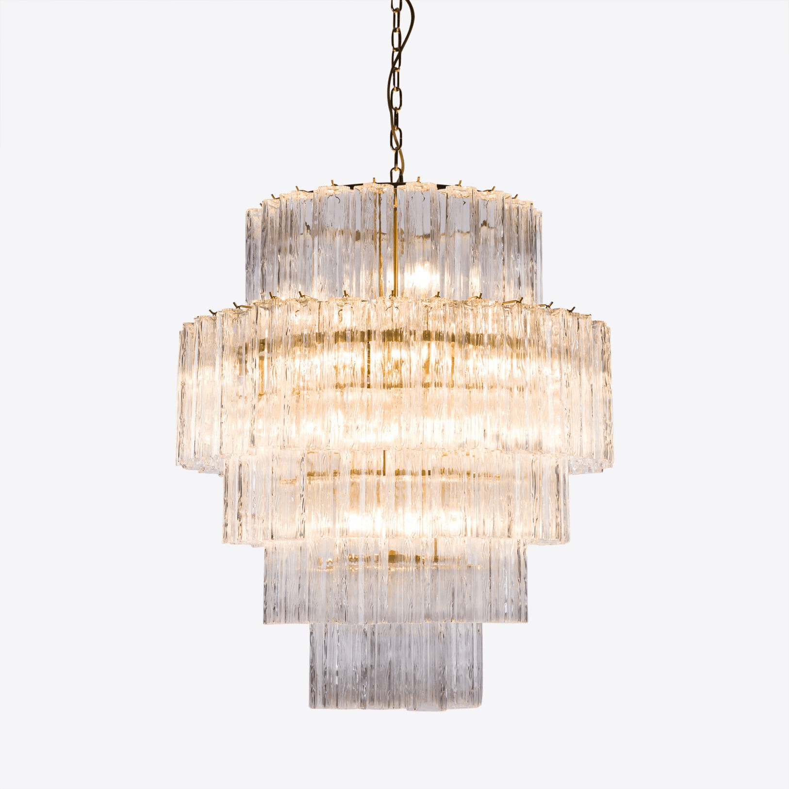 Aurora Chandelier Pink Prism Glass Layered Elegant - Blowlighting