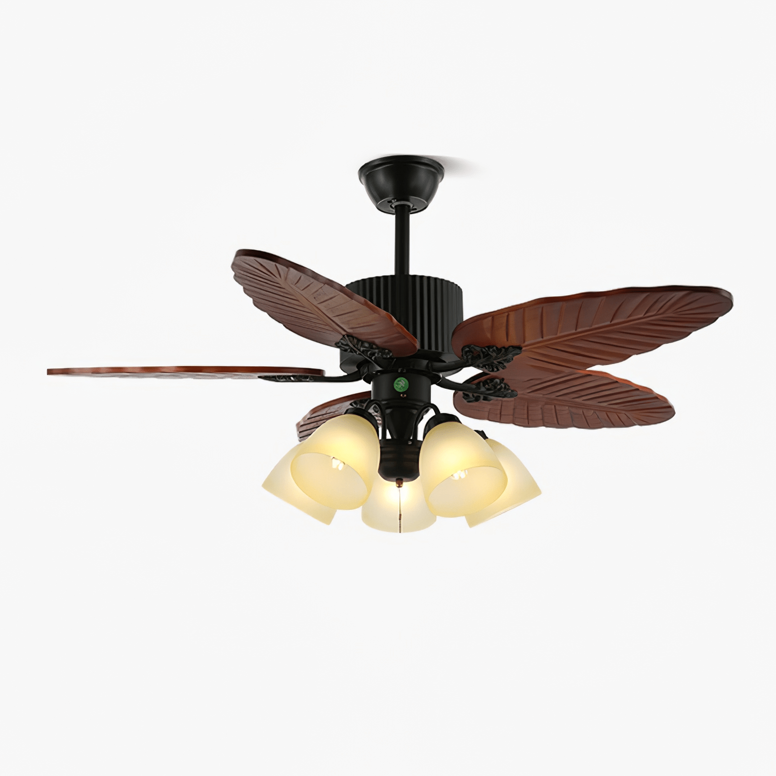 Elara Tropical Wood Glass Ceiling Fan Light - Blowlighting