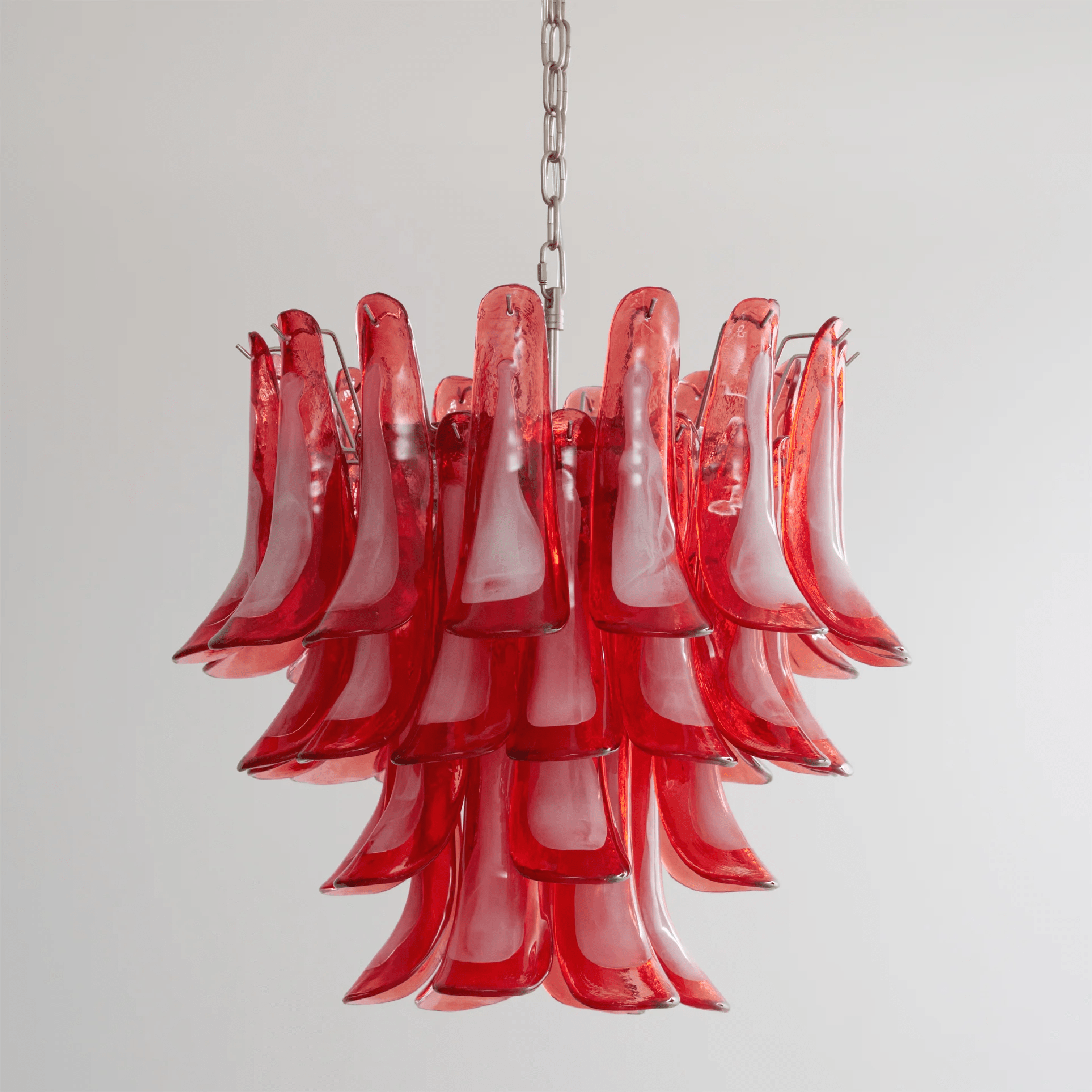 Aurora Chandelier Crimson Murano Glass Petals Layered Vintage - Blowlighting