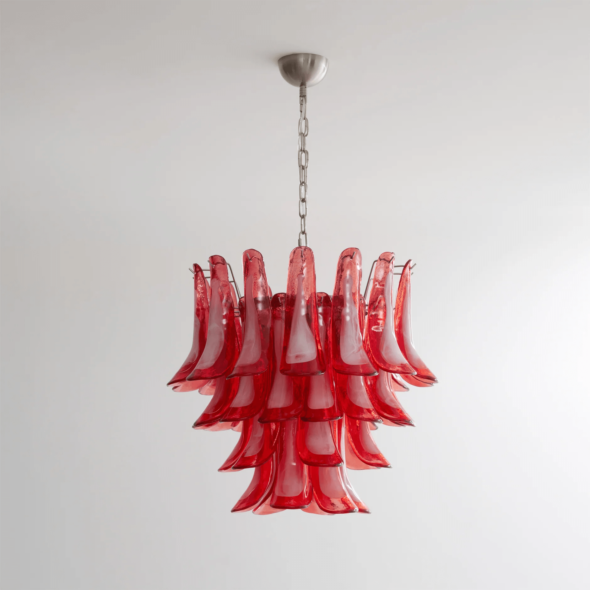 Aurora Chandelier Crimson Murano Glass Petals Layered Vintage - Blowlighting
