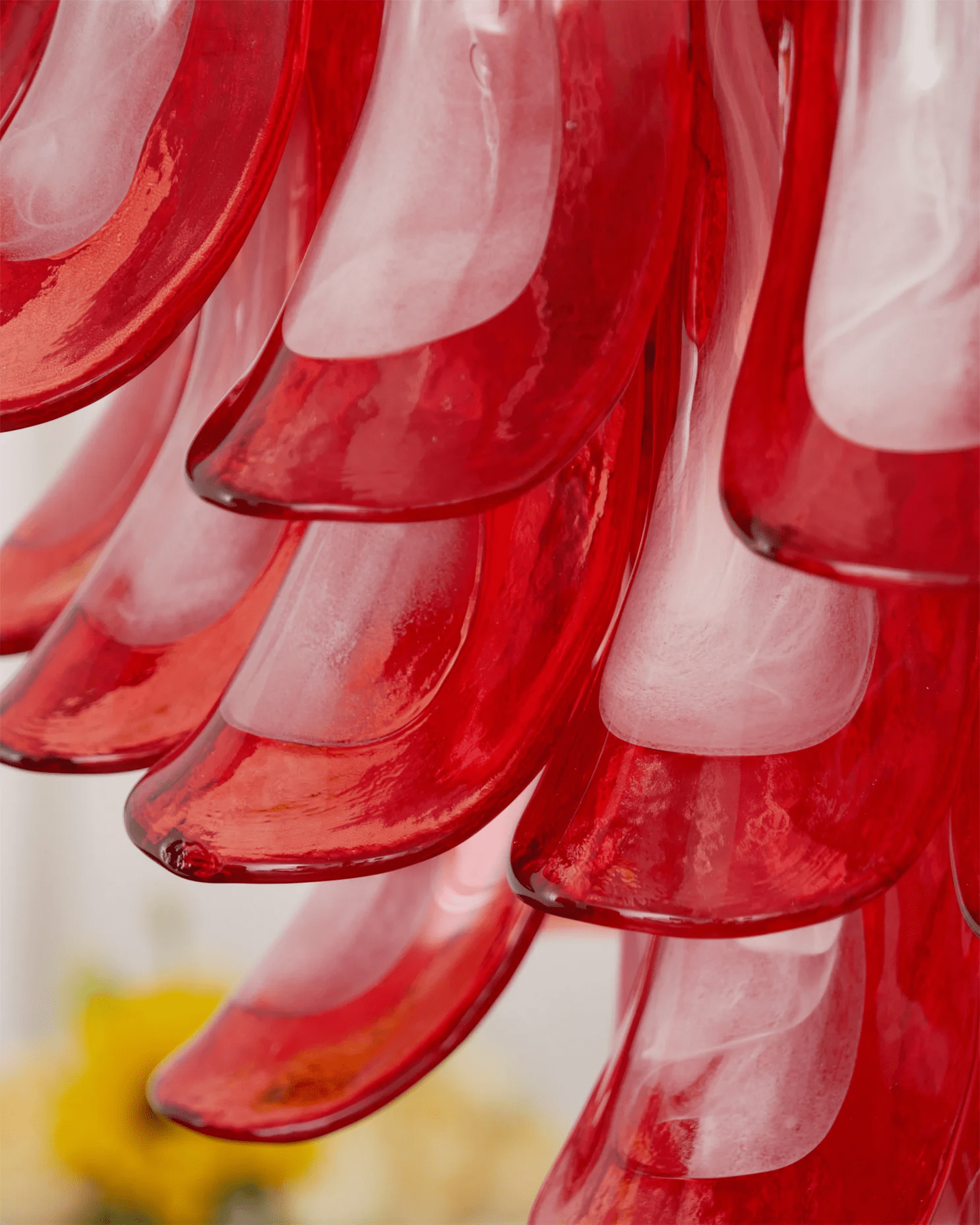 Aurora Chandelier Crimson Murano Glass Petals Layered Vintage - Blowlighting