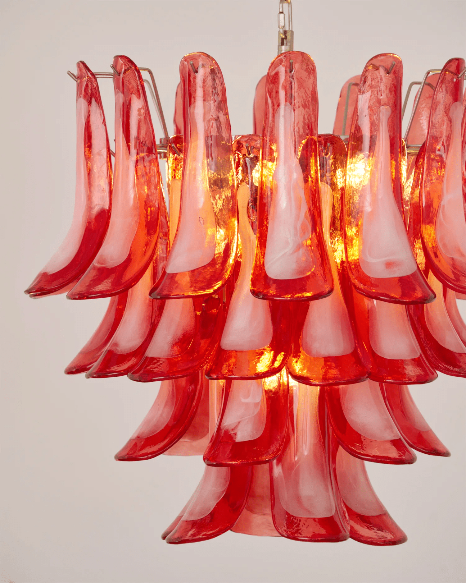 Aurora Chandelier Crimson Murano Glass Petals Layered Vintage - Blowlighting