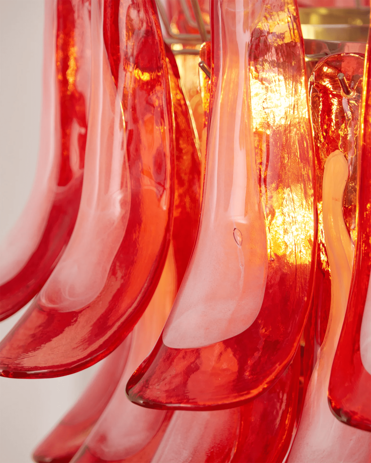 Aurora Chandelier Crimson Murano Glass Petals Layered Vintage - Blowlighting