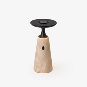 Vespera Sculptural Travertine Table Lamp - Blowlighting
