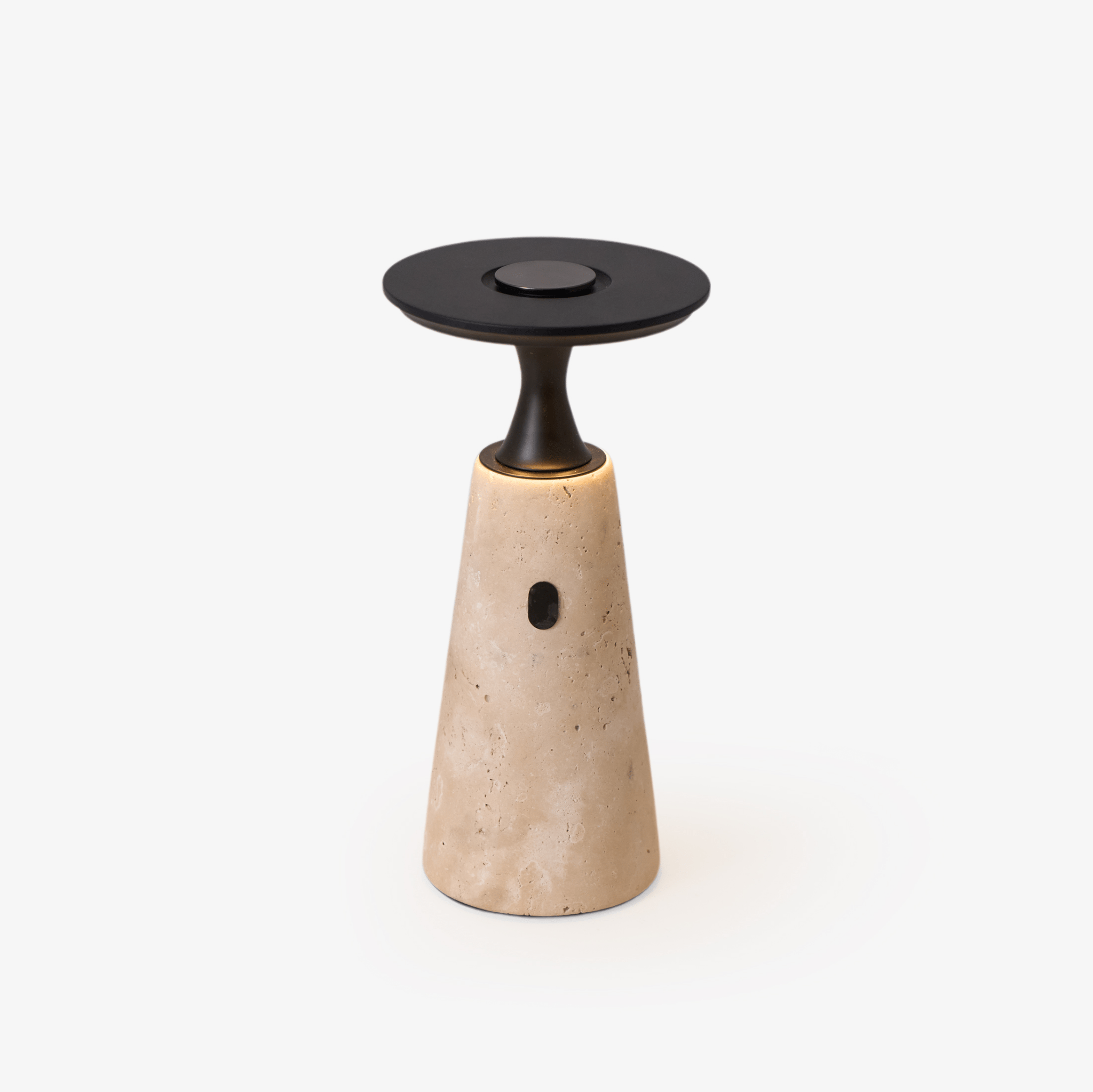 Vespera Sculptural Travertine Table Lamp - Blowlighting