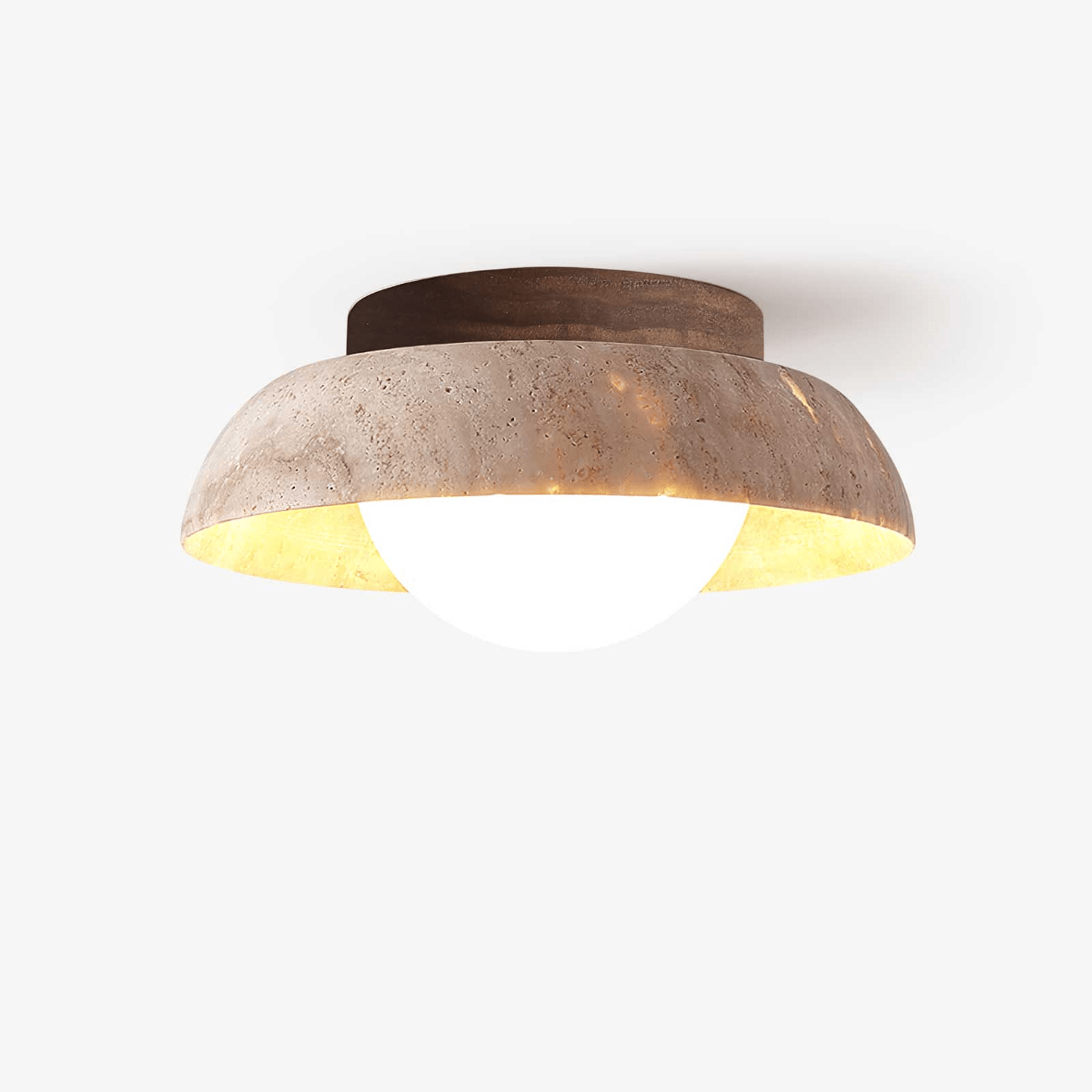 Ashaionis Disc-Dome Travertine Ceiling Light - Blowlighting