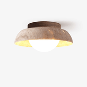 Ashaionis Disc-Dome Travertine Ceiling Light - Blowlighting