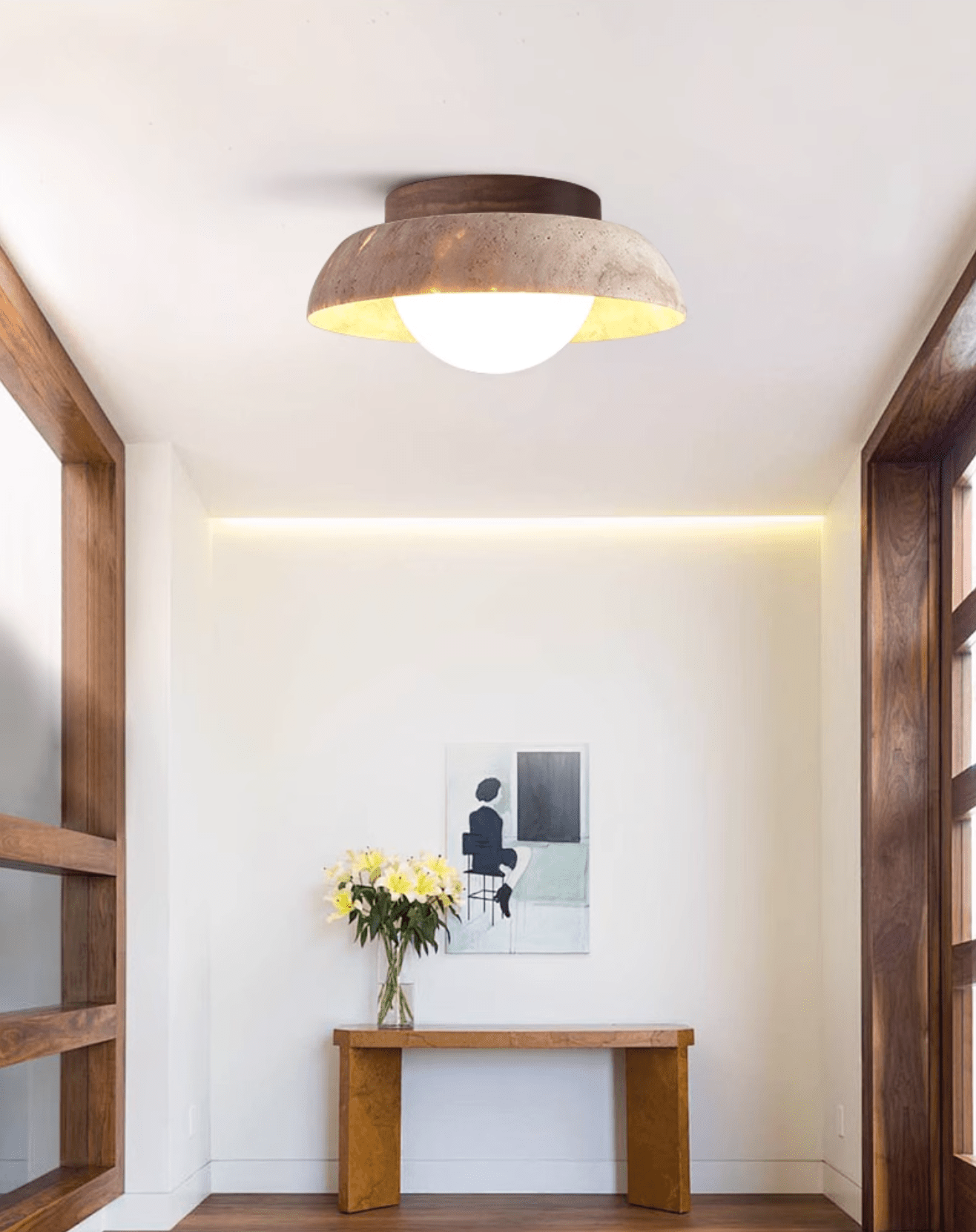 Ashaionis Disc-Dome Travertine Ceiling Light - Blowlighting
