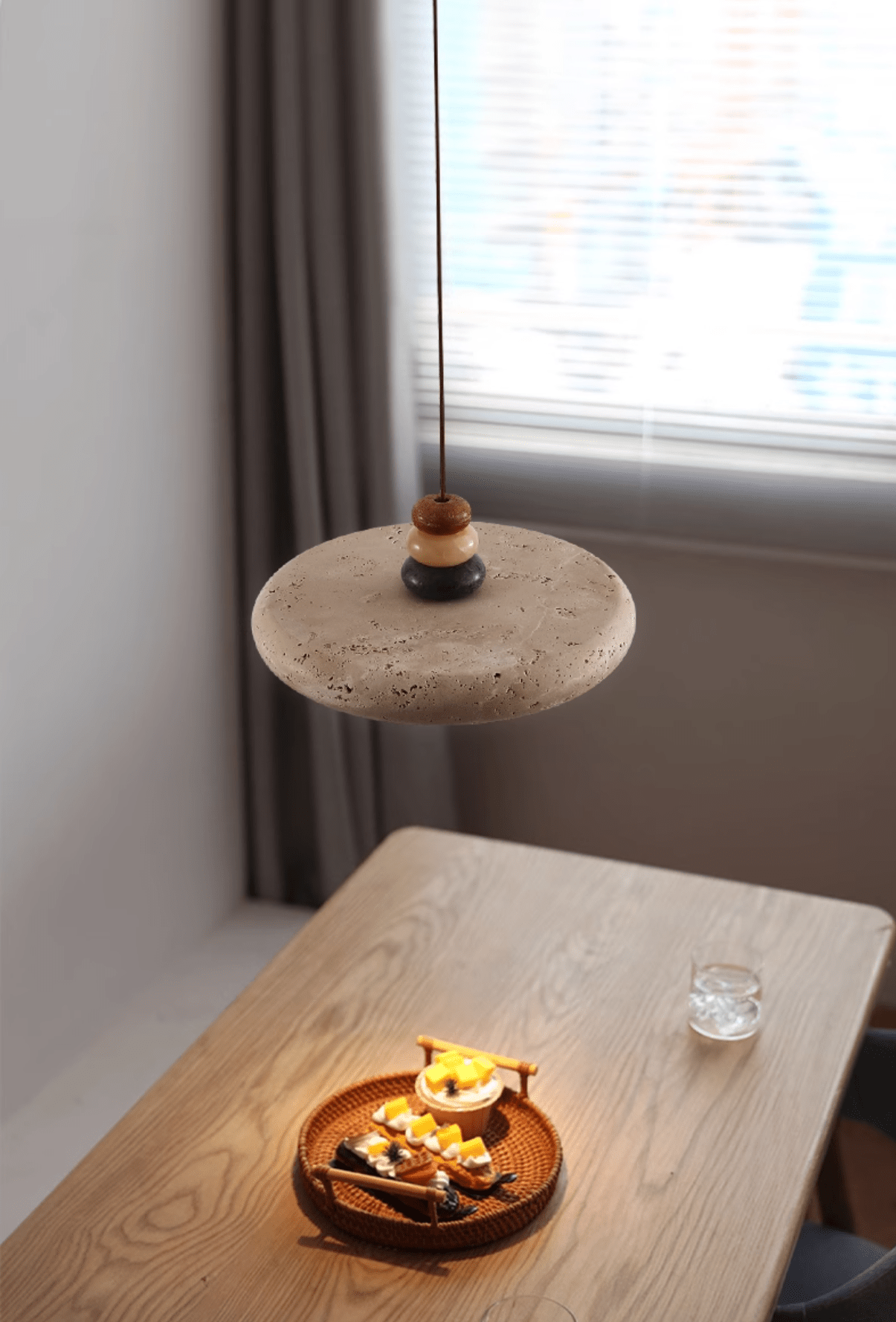 Cuvarora Disc Travertine Pendant Light - Blowlighting