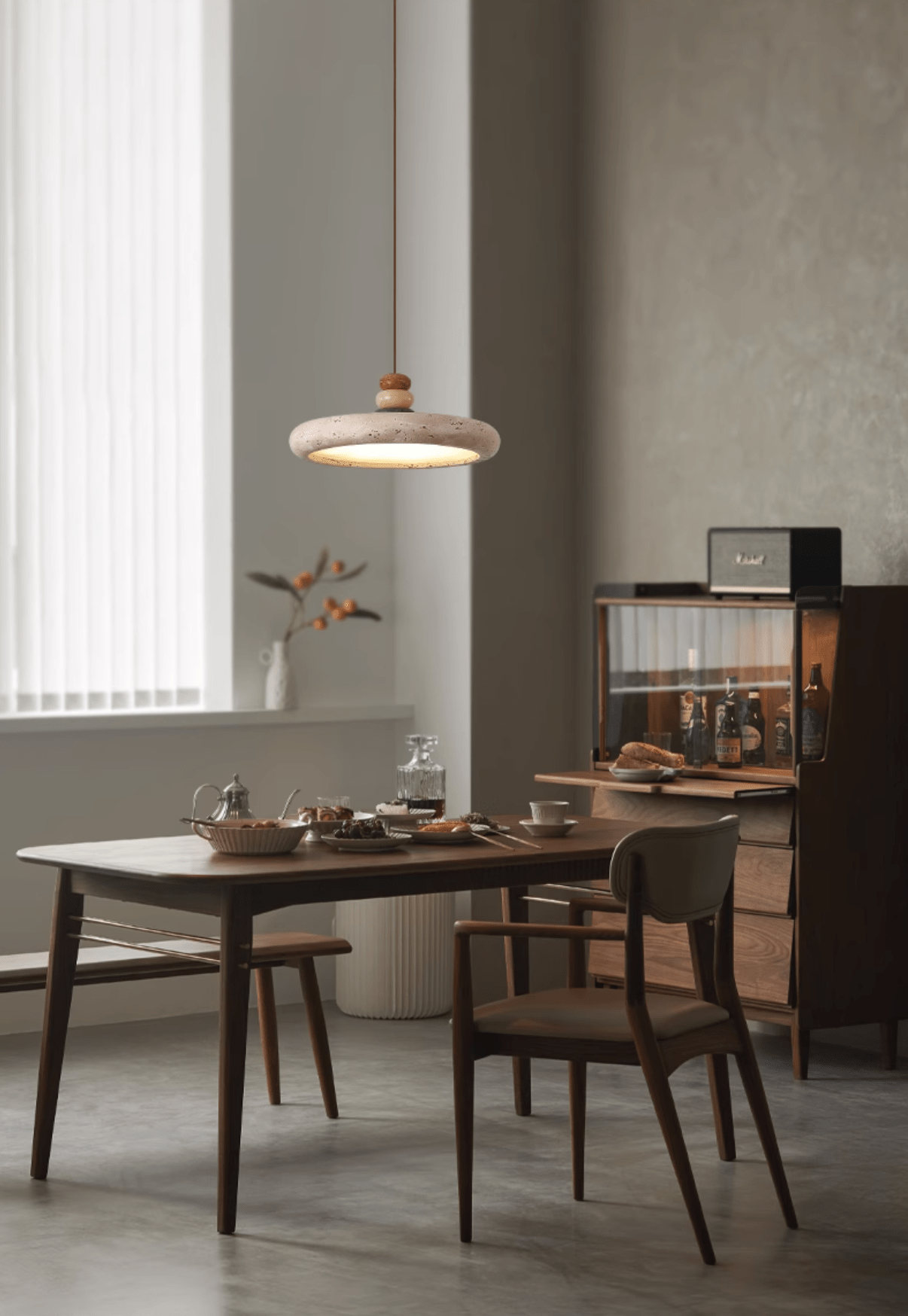 Cuvarora Disc Travertine Pendant Light - Blowlighting