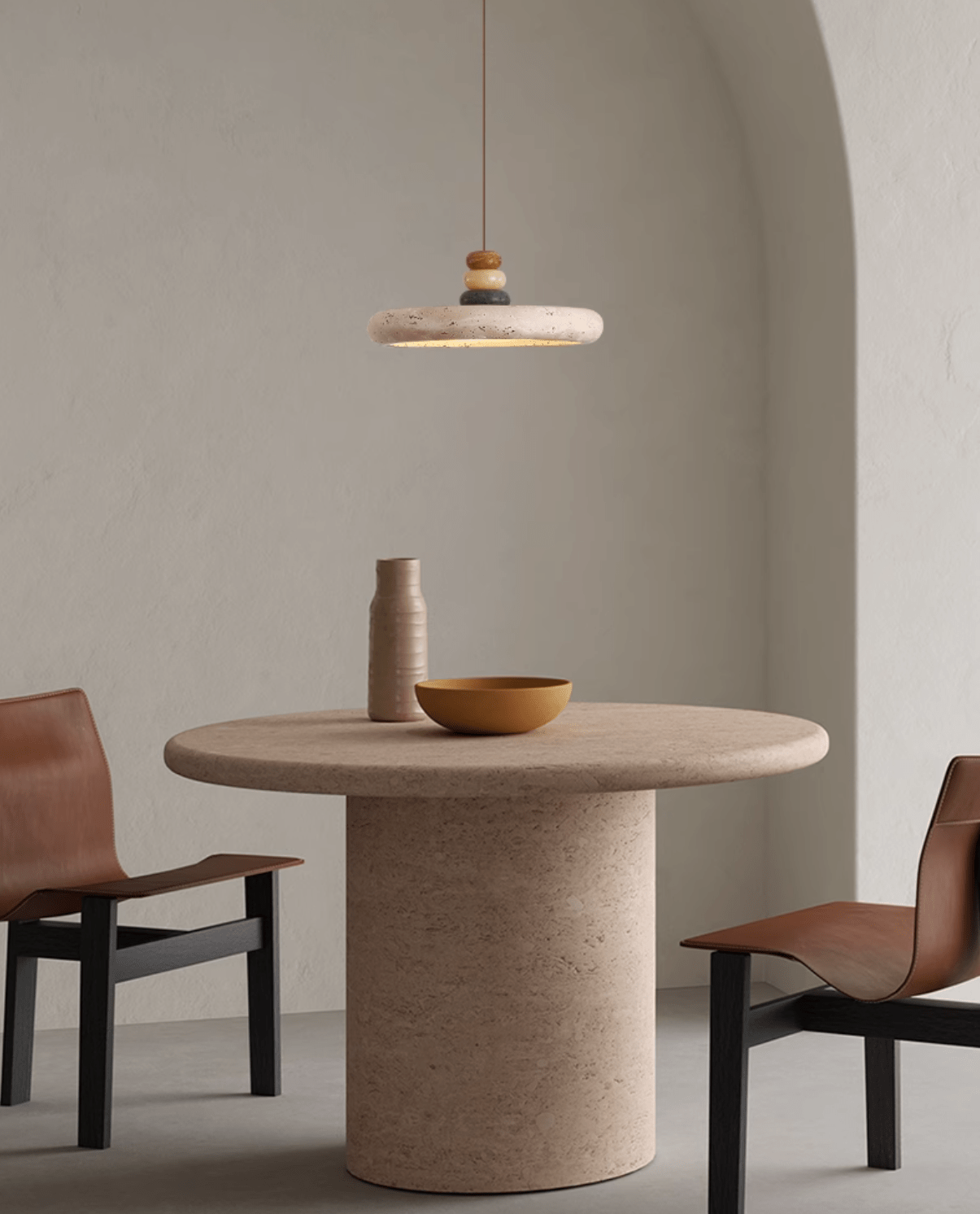 Cuvarora Disc Travertine Pendant Light - Blowlighting