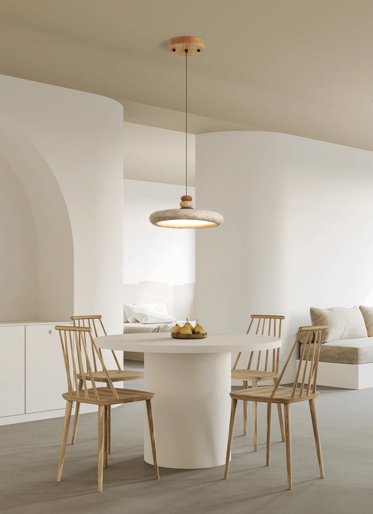 Cuvarora Disc Travertine Pendant Light - Blowlighting