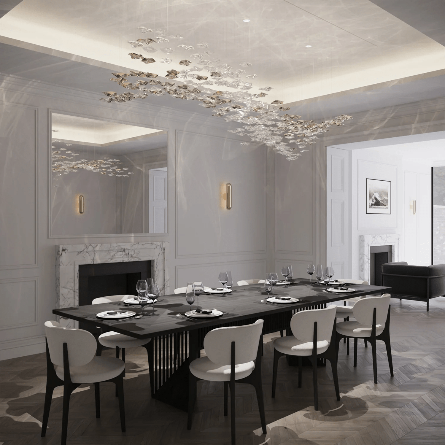 Nephele Crystal Leaf Chandelier - Blowlighting