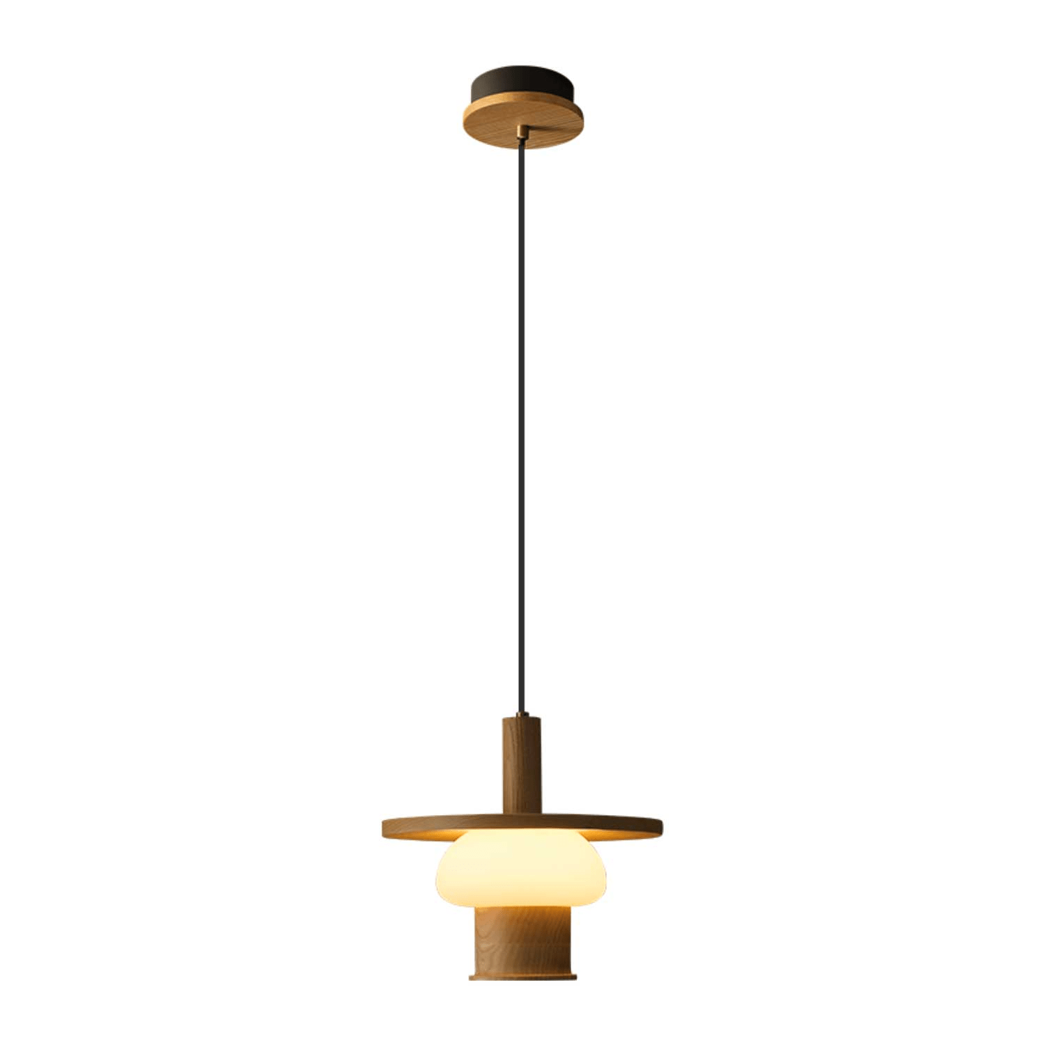 Zephaan Traditional Art Classic Glass Wood Pendant Light - Blowlighting