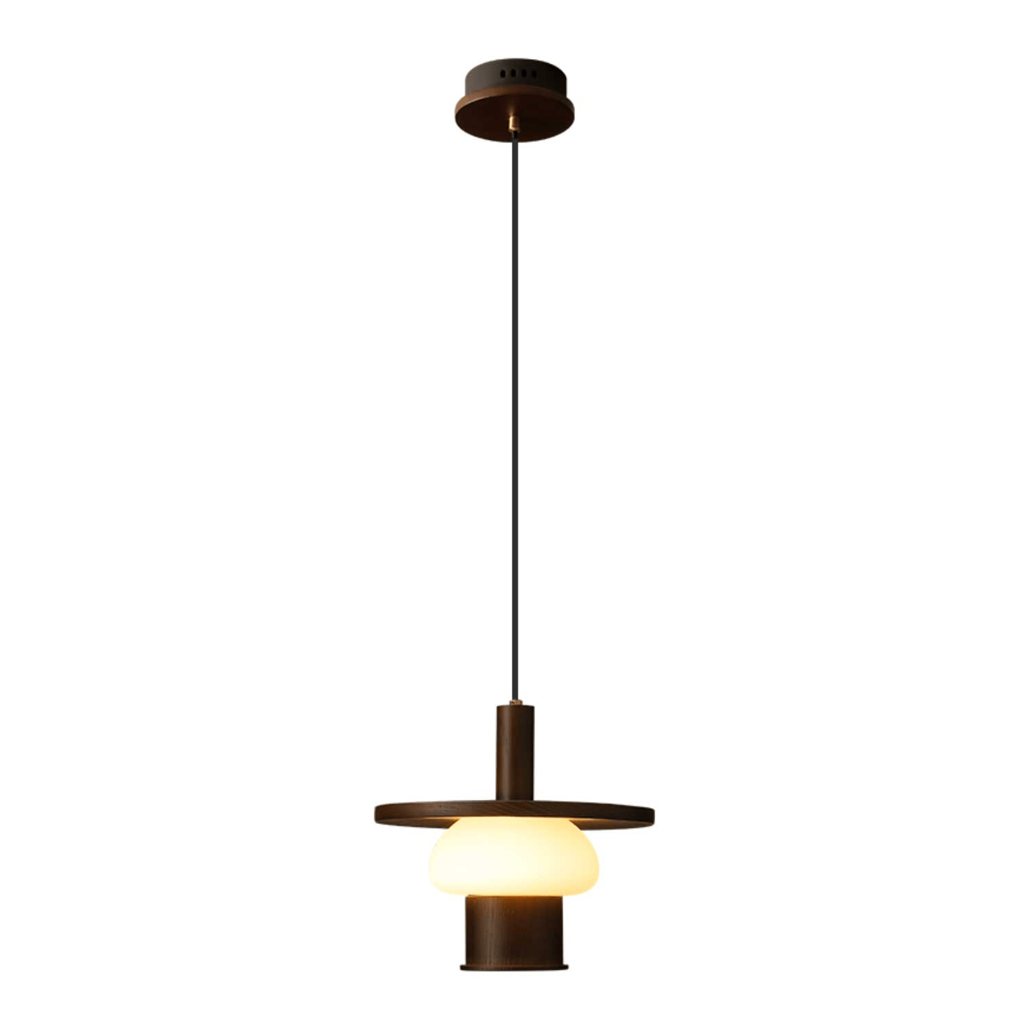 Zephaan Traditional Art Classic Glass Wood Pendant Light - Blowlighting