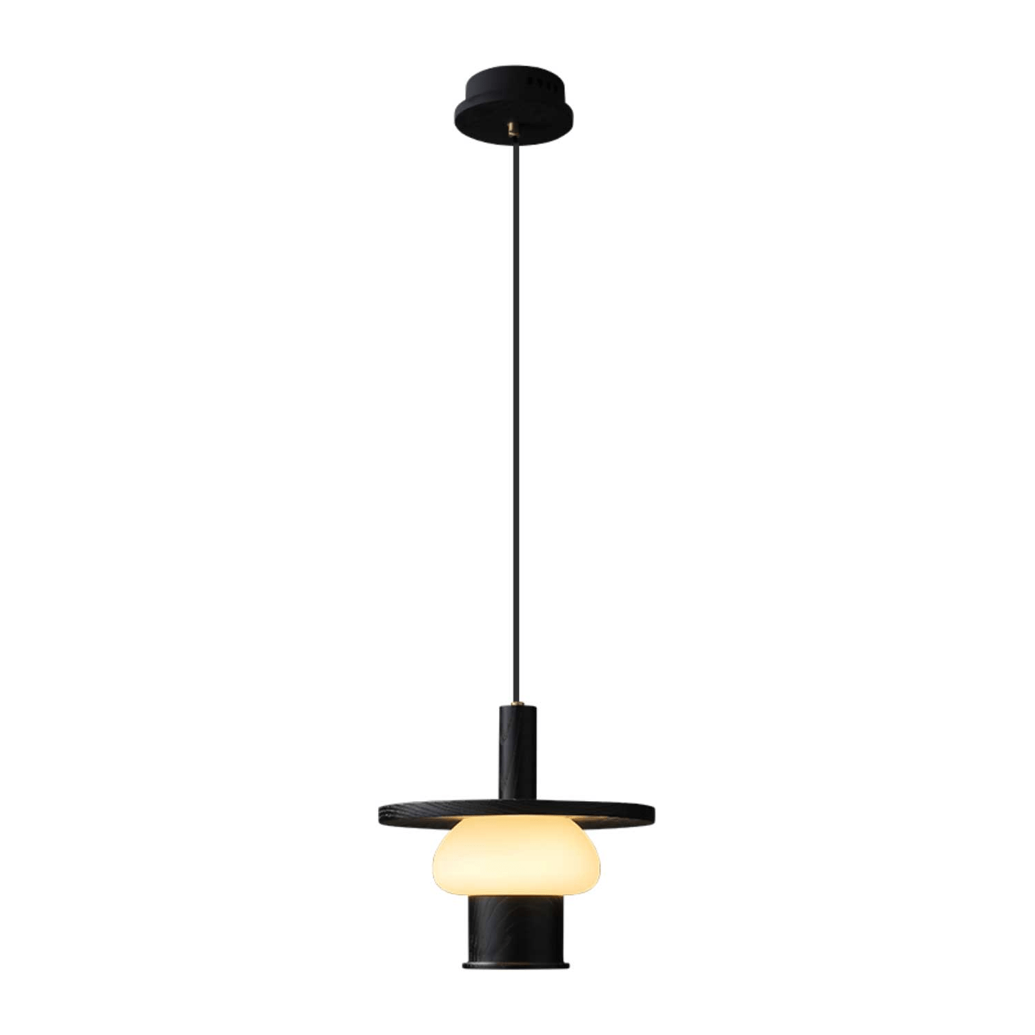 Zephaan Traditional Art Classic Glass Wood Pendant Light - Blowlighting