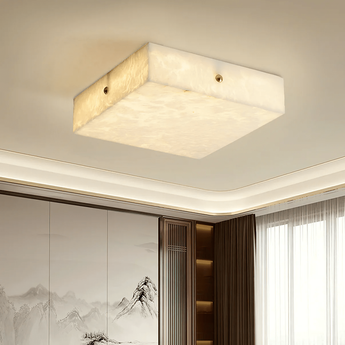 Vephaeth Minimalist Alabaster Flush Mount - Blowlighting
