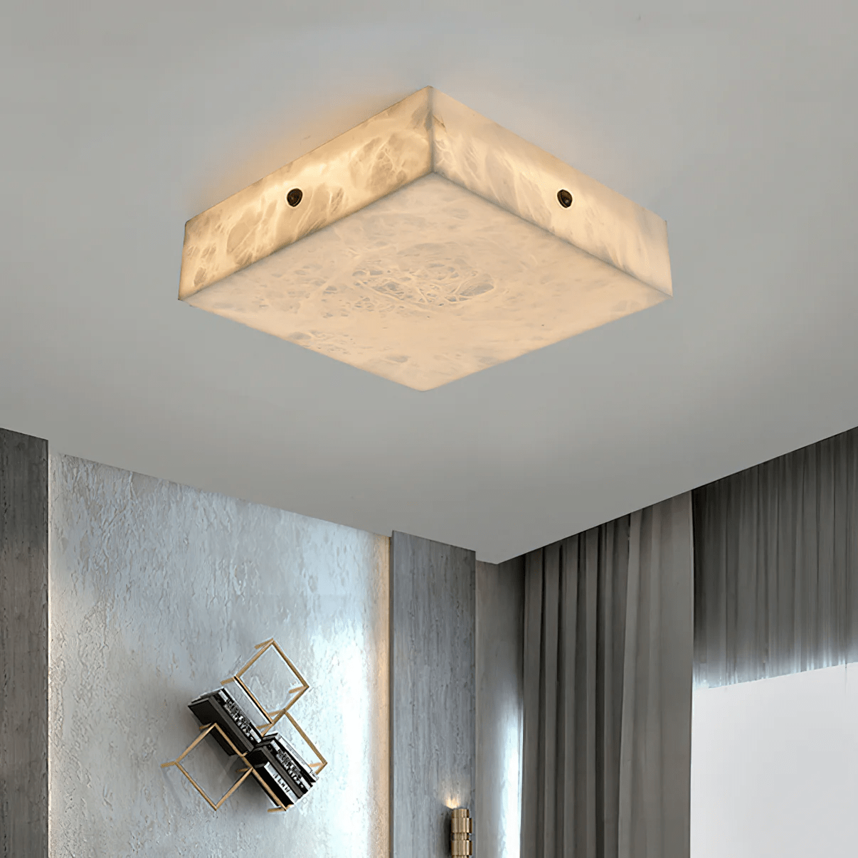 Vephaeth Minimalist Alabaster Flush Mount - Blowlighting