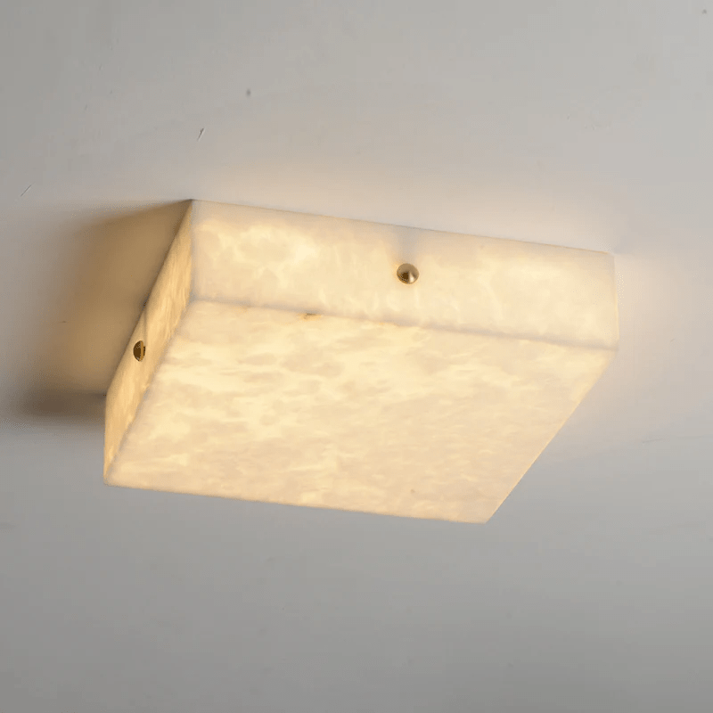 Vephaeth Minimalist Alabaster Flush Mount - Blowlighting