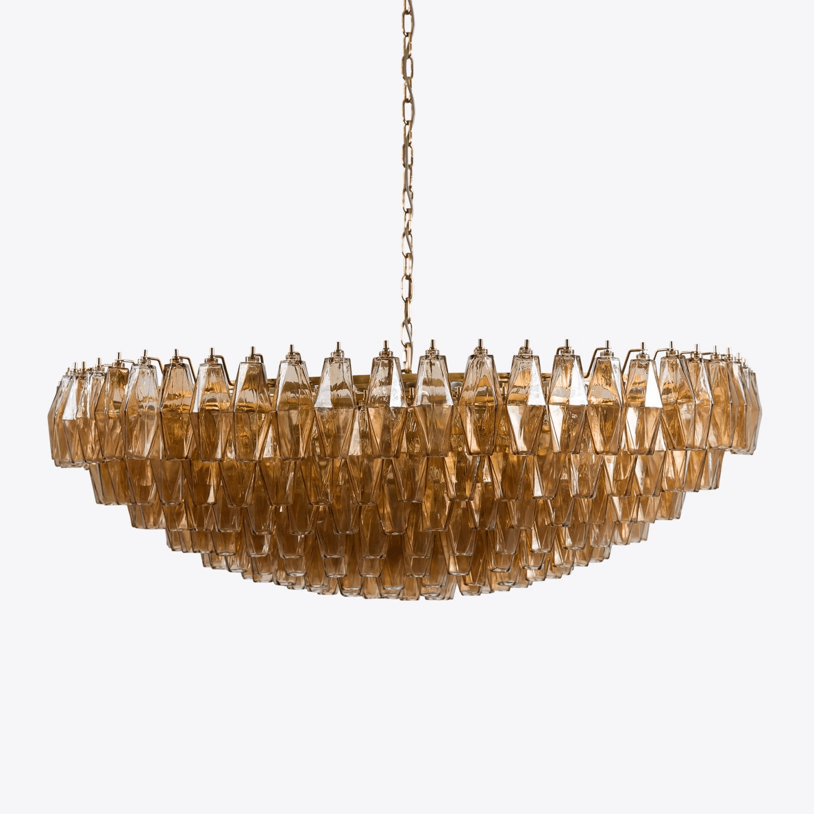 Aurora Chandelier Tiered Amber Glass Vintage - Blowlighting