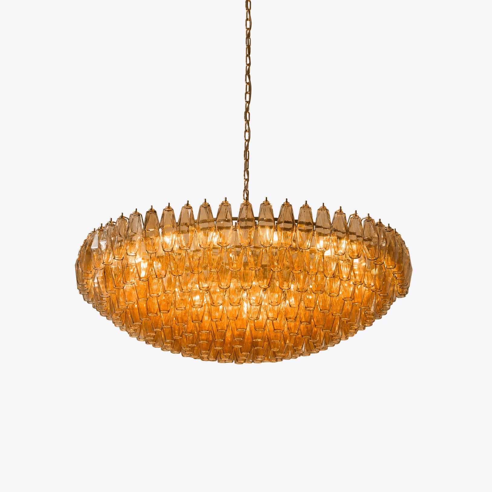 Aurora Chandelier Tiered Amber Glass Vintage - Blowlighting