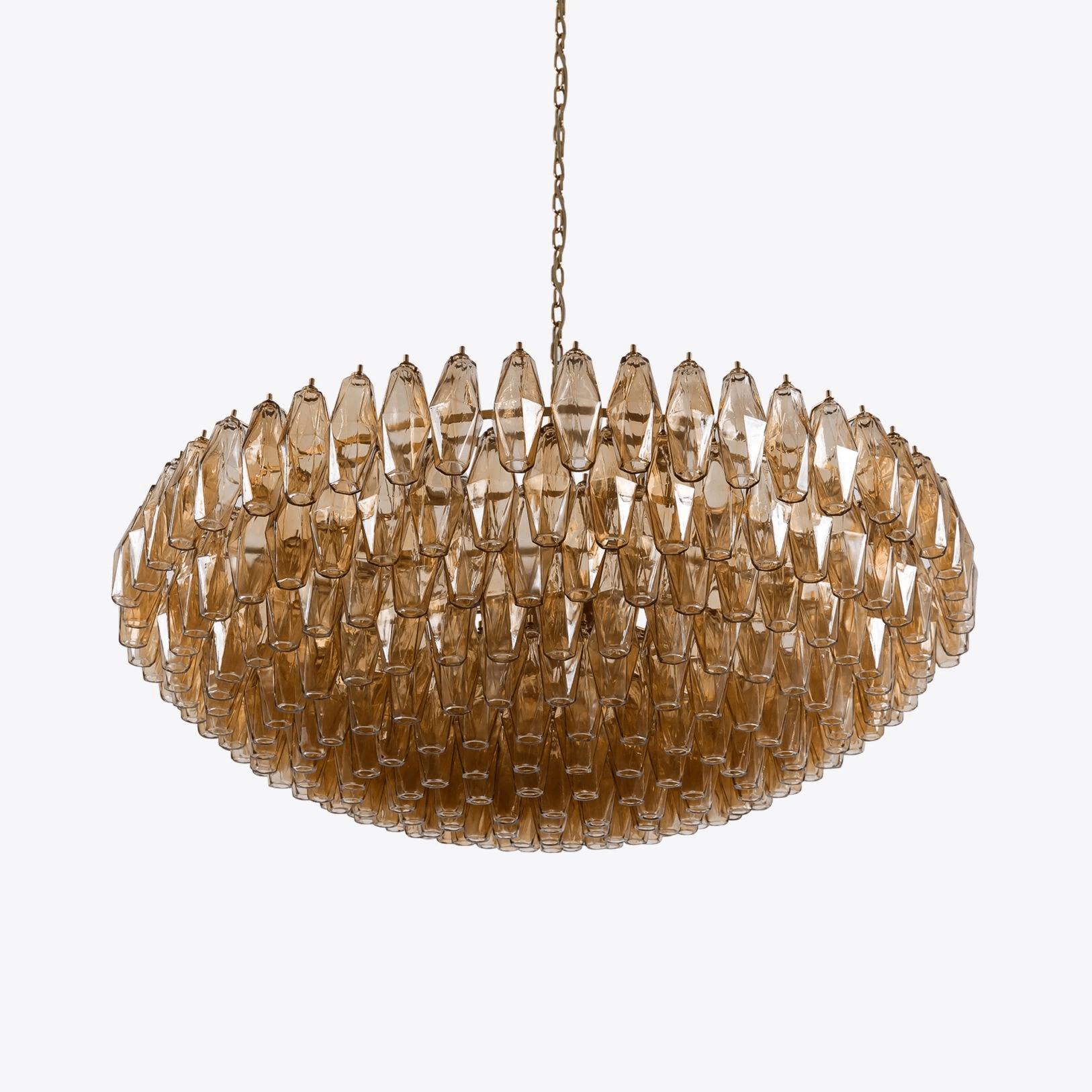 Aurora Chandelier Tiered Amber Glass Vintage - Blowlighting