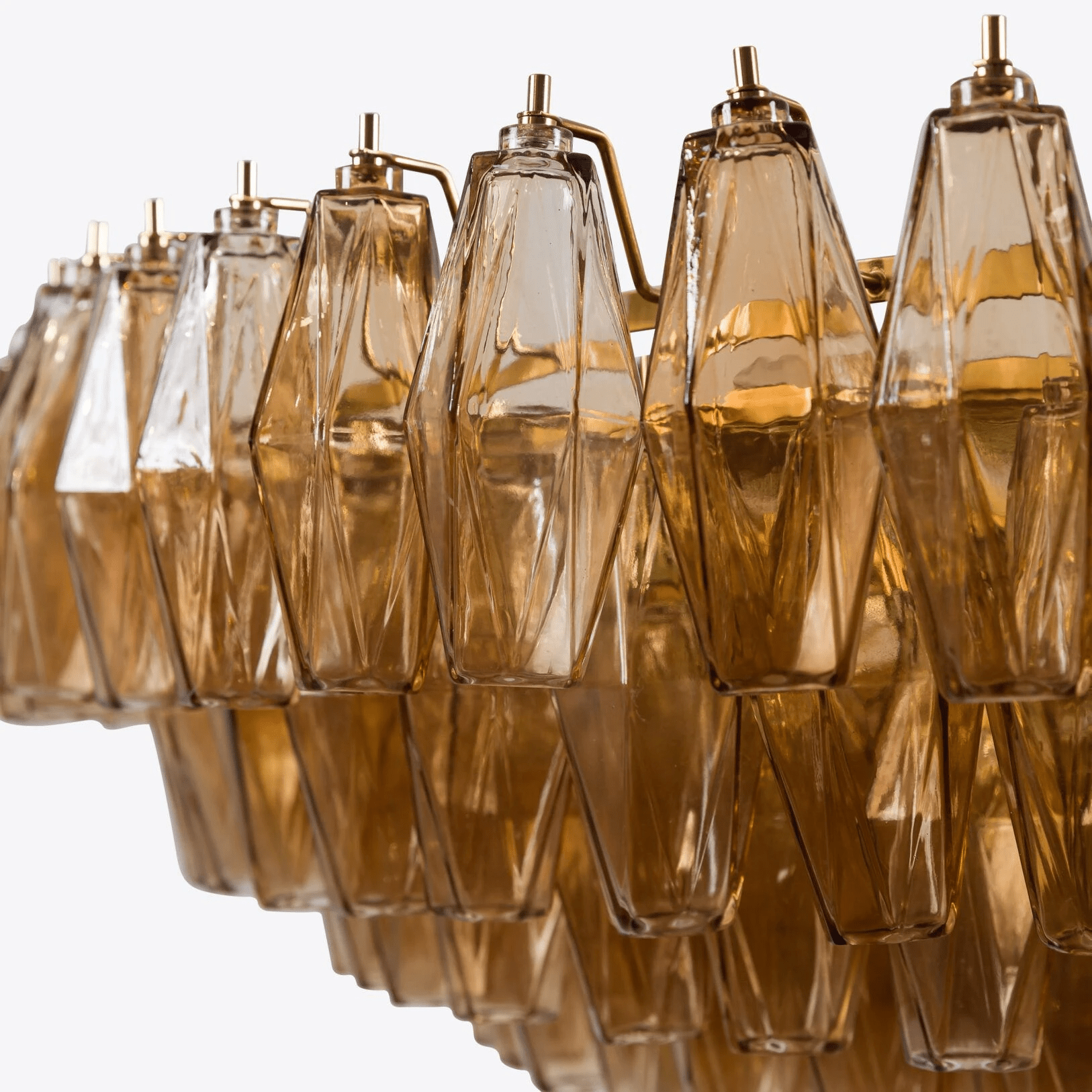 Aurora Chandelier Tiered Amber Glass Vintage - Blowlighting