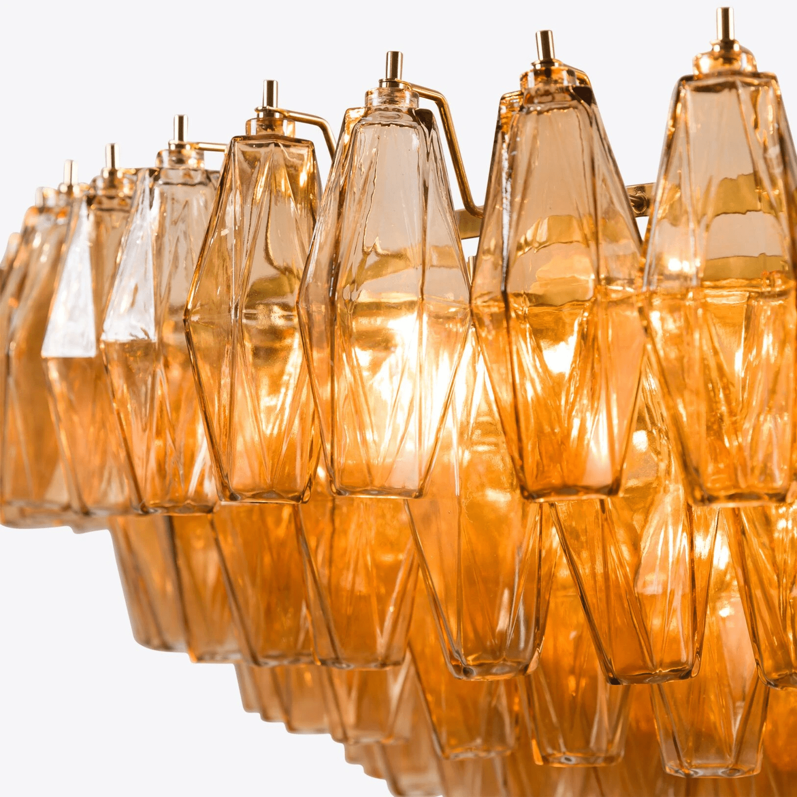 Aurora Chandelier Tiered Amber Glass Vintage - Blowlighting