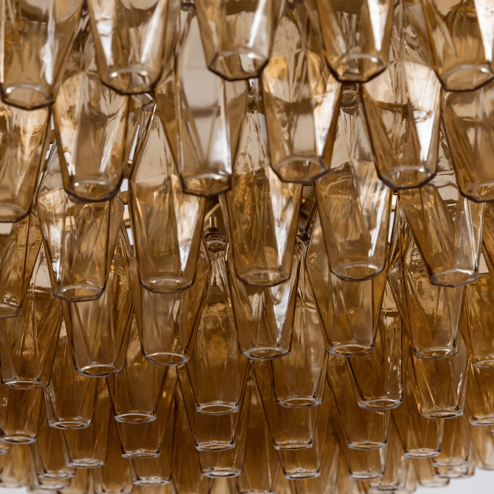 Aurora Chandelier Tiered Amber Glass Vintage - Blowlighting