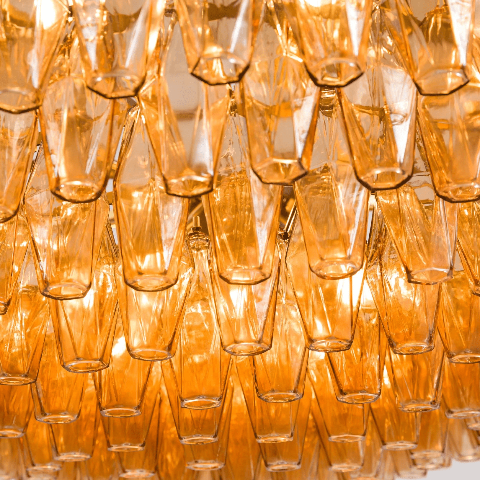Aurora Chandelier Tiered Amber Glass Vintage - Blowlighting