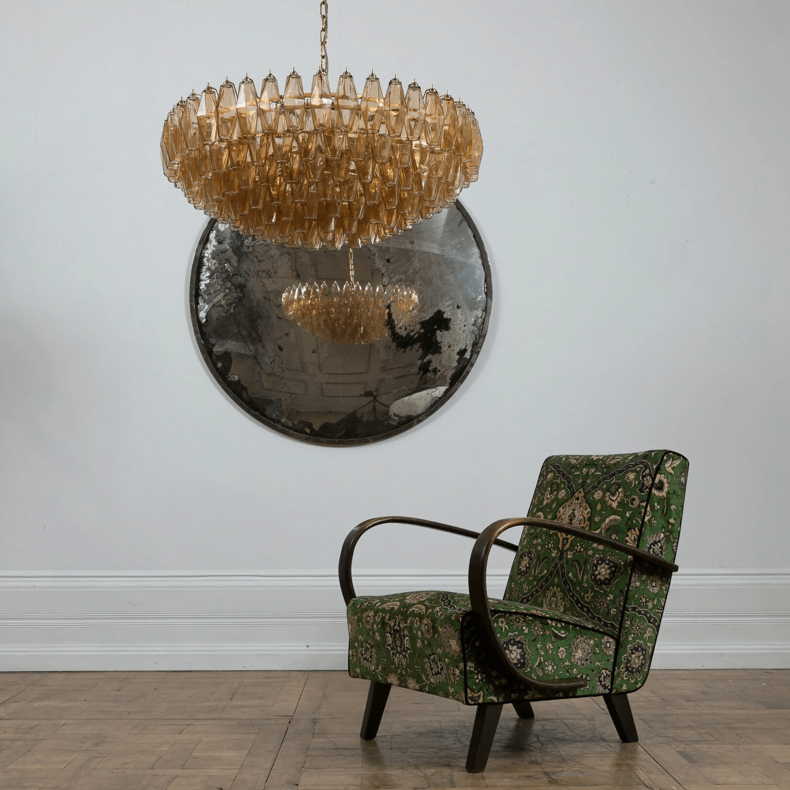 Aurora Chandelier Tiered Amber Glass Vintage - Blowlighting