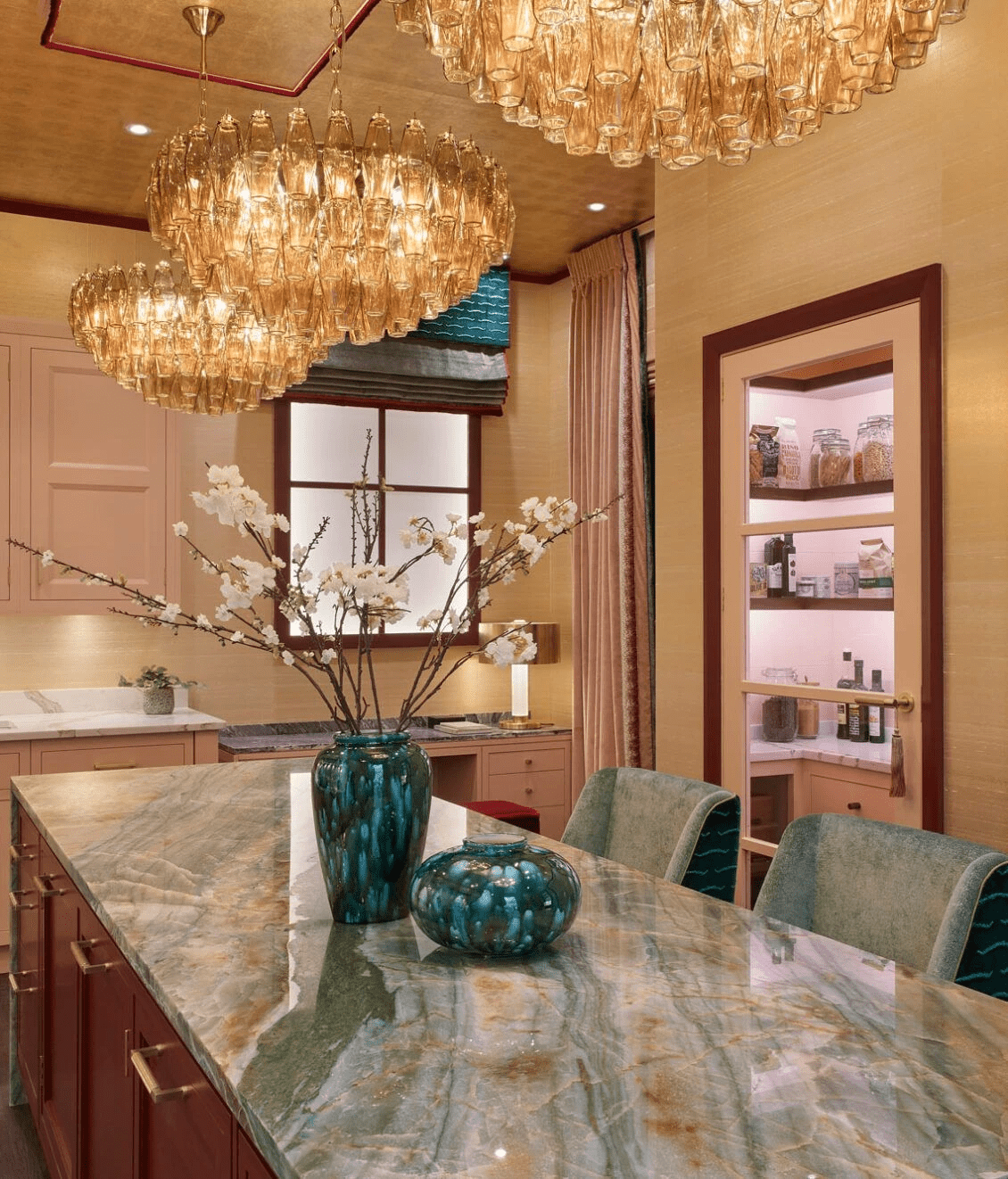 Aurora Chandelier Tiered Amber Glass Vintage - Blowlighting