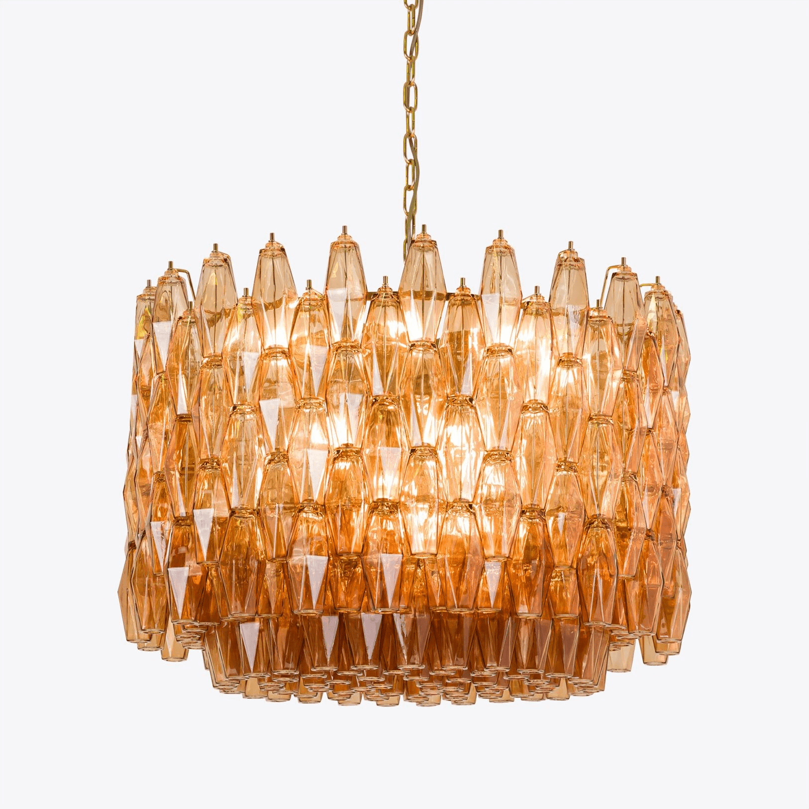 Aurora Chandelier Drum Amber Glass Elegant - Blowlighting